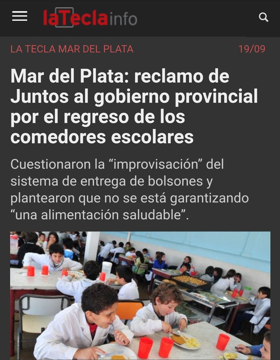 Gracias <a href="/revistalatecla/">Revista La Tecla</a> #ComedoresAbiertos