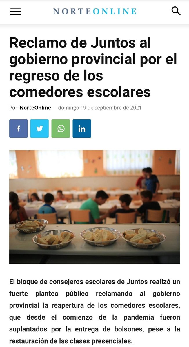 Gracias <a href="/norteonline1/">NorteOnline</a>!! #ComedoresAbiertos