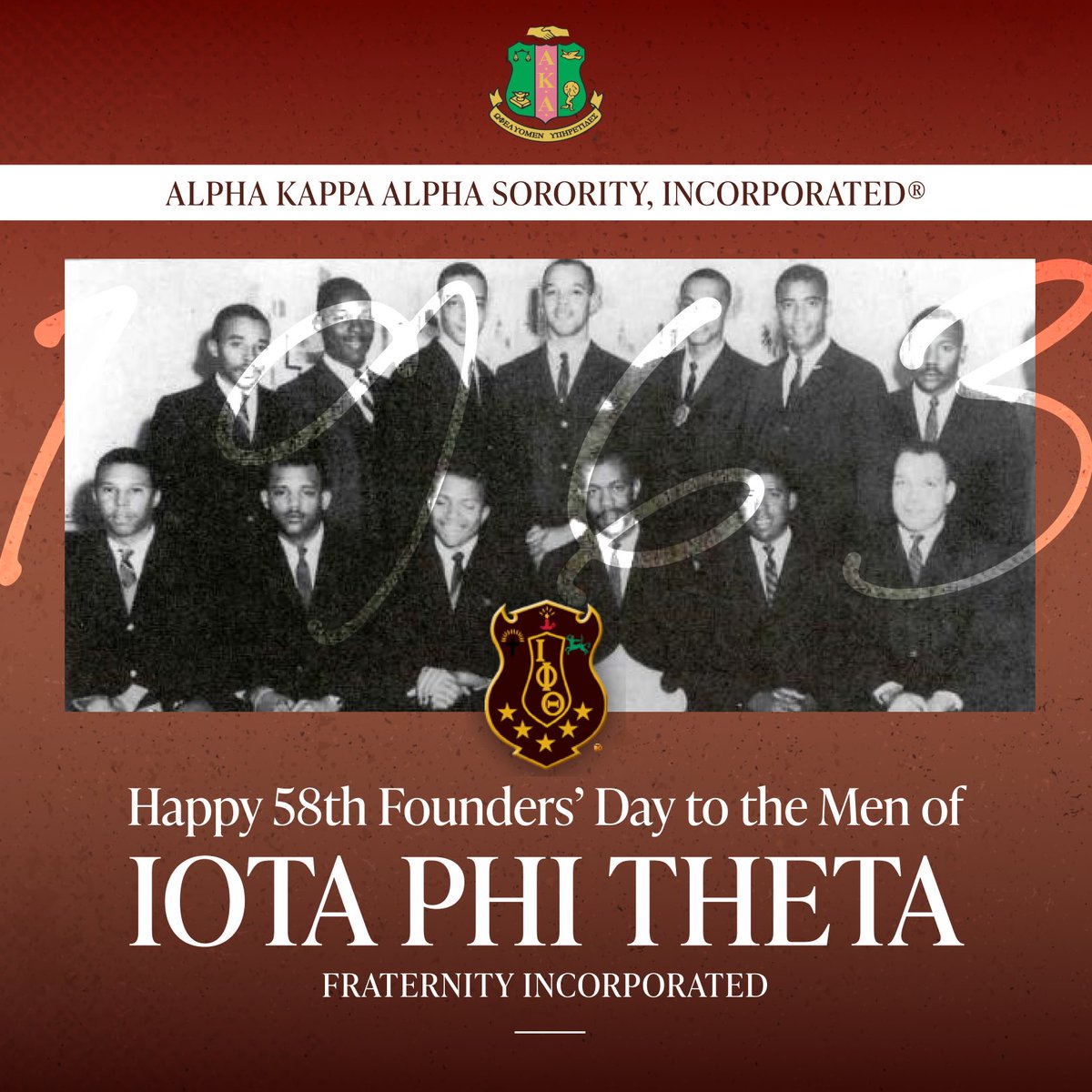 Happy Founders’ Day to the Men of Iota Phi Theta Fraternity, Incorporated. We salute your 58 years of service to the community! #IotaPhiTheta #AKA1908