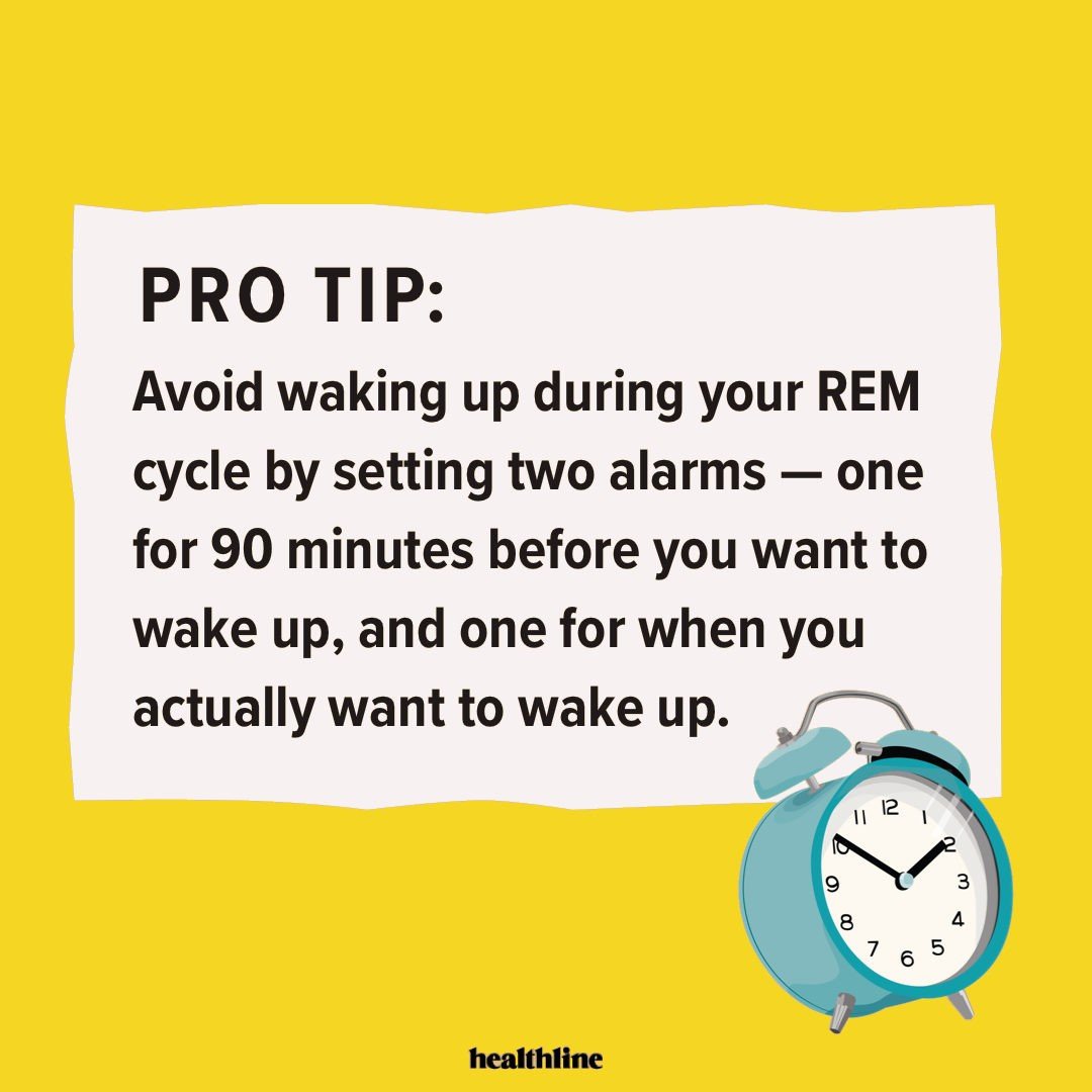 Healthline's tweet photo. You snooze you… gain another cycle of REM sleep? 🙀 Instead of using caffeine to banish morning fatigue, get more quality sleep by scheduling your snoozing so you wake up *after* your REM cycle. Don’t sleep through our other goodnight-ful sleep hacks. https://t.co/Bhpy48cFwe https://t.co/Qr69S2AKrP