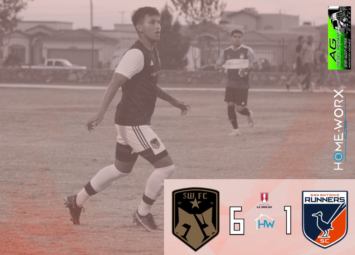 Cling cling cling 🔔 🤩🤩

FT: Southwest FC 6-1 San Antonio Runners

⚽️⚽️⚽️ Alexis Gomez 🤩
⚽️ Pedro Marquez
⚽️ Arturo Chairez
⚽️ Alex Medina

We move on to Open Division Round 2 of the <a href="/opencup/">U.S. Open Cup</a>