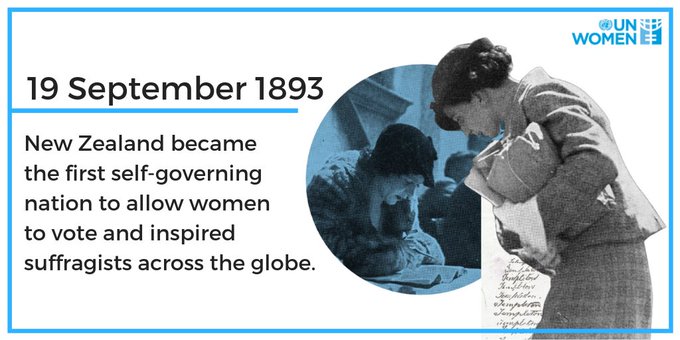 Twitter-এ UN Women: "#OnThisDay in 1893, New Zealand became the first country in the world to grant women the right to vote in parliamentary elections! We've come a long way for women's