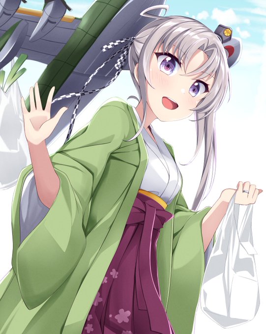 神風型衣装の秋津洲!大艇ちゃんとの買い出し帰りです #Skeb 