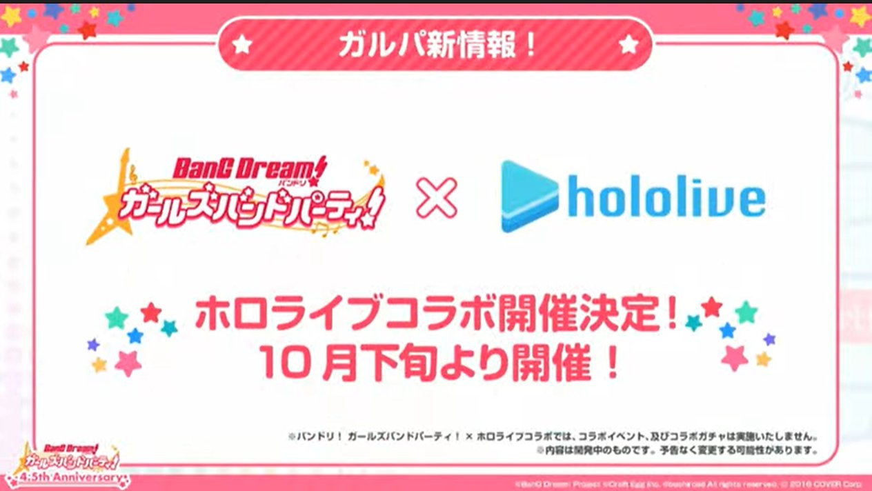 BanG Dream Hololive Collab 2 Release Date Announced, With Over A