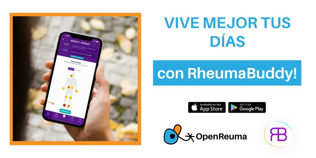 #RheumaBuddy te apoya en tu vida diaria con AR y otras enfermedades reumáticas 

📱 Registra tus síntomas
✍️ Escribe cómo te sientes
💪 Obtén apoyo e información de una comunidad virtual

Te ayuda a comprender y controlar mejor tu #artritis 💜

Descarga la app gratis 🚀