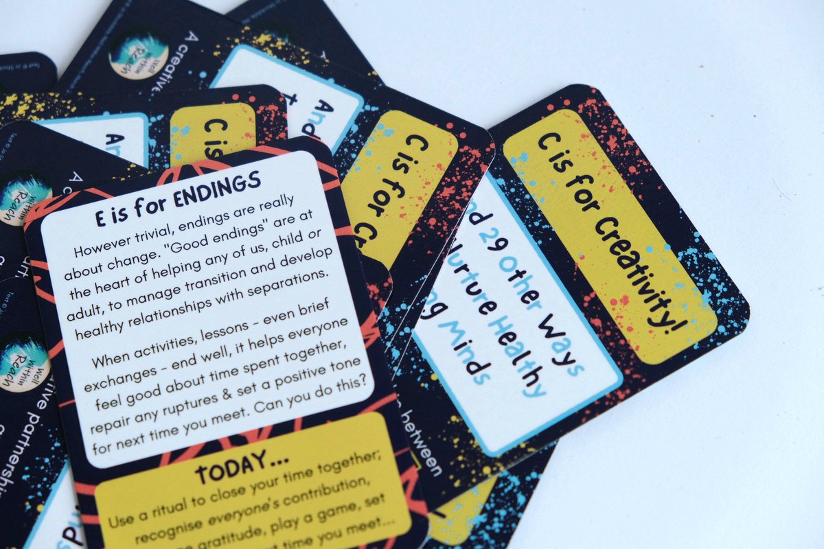 IVEBridge's tweet photo. E is for ENDINGS

'Good endings' are at the heart of helping all of us manage transition &amp; develop healthy relationships with separations.

Sign up for a pack of A-Z #WellBeing activity cards here:  https://t.co/66SqWBiEsT

Designed by @JoWellWithin  

#MentalHealth #Health https://t.co/VoyzXKAUK2
