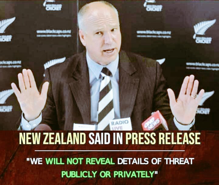 capt_kaleem's tweet photo. #ShameOnBlackCaps #NZvsPAK" #NewZealand میں نہیں بتاوں گا "Version of New zealand #PakSafeAndProudCountry #fiveeyes conspiracy . #PakistanZindabad #Pakistan #PakistanCricket https://t.co/wPbD24Odp0