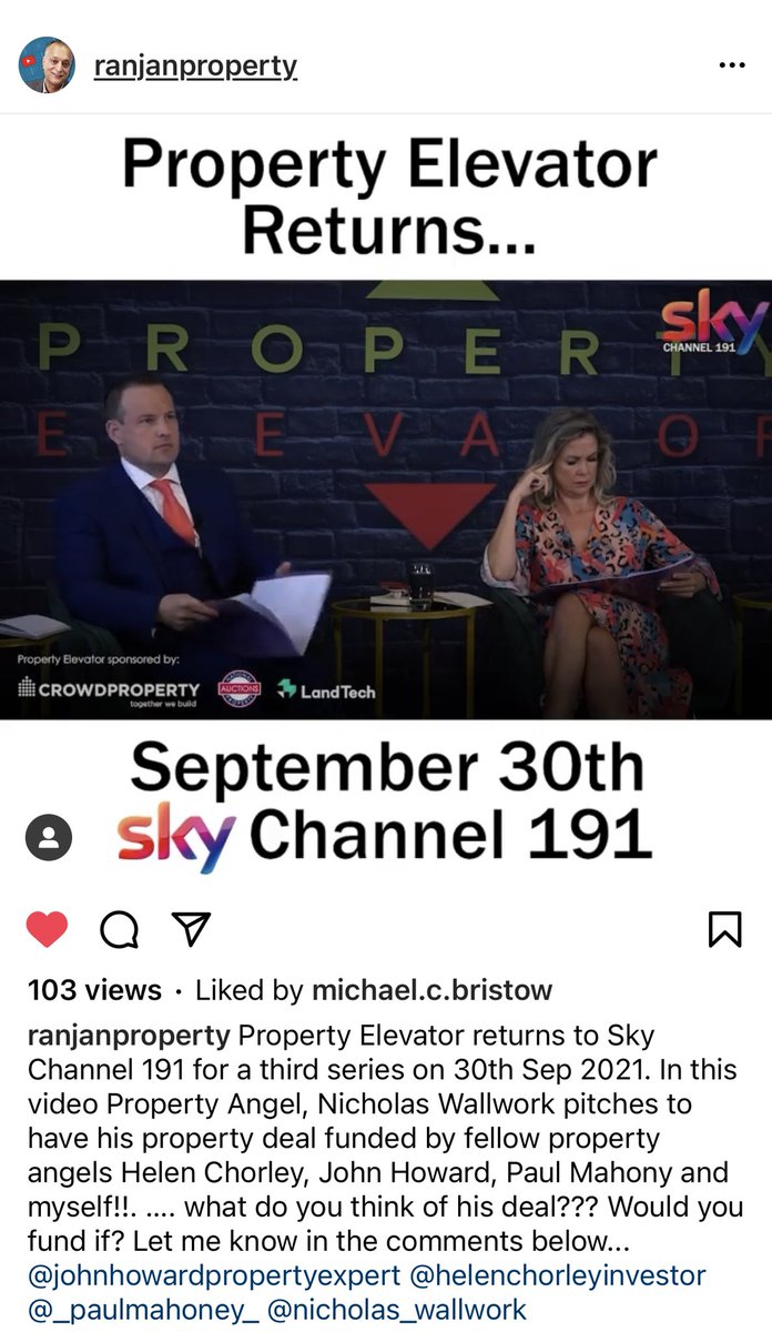 shepheardprop's tweet photo. The 3rd Series of Property Elevator starts on 30th September on Sky 191, which is the Property equivalent of Dragons Den. It is a must watch TV show, mainly because I am one of the applicants. Tune in to see me being absolutely roasted by the Investment Angels. https://t.co/l9rp2bekxg