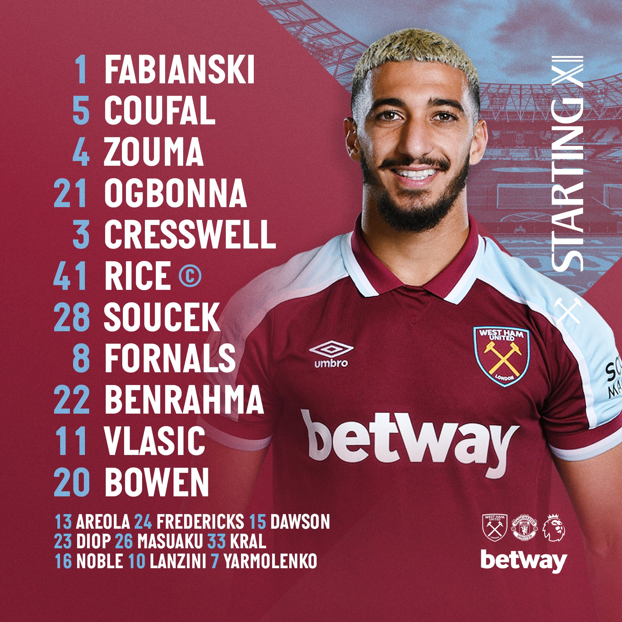 Đội hình xuất phát của West Ham