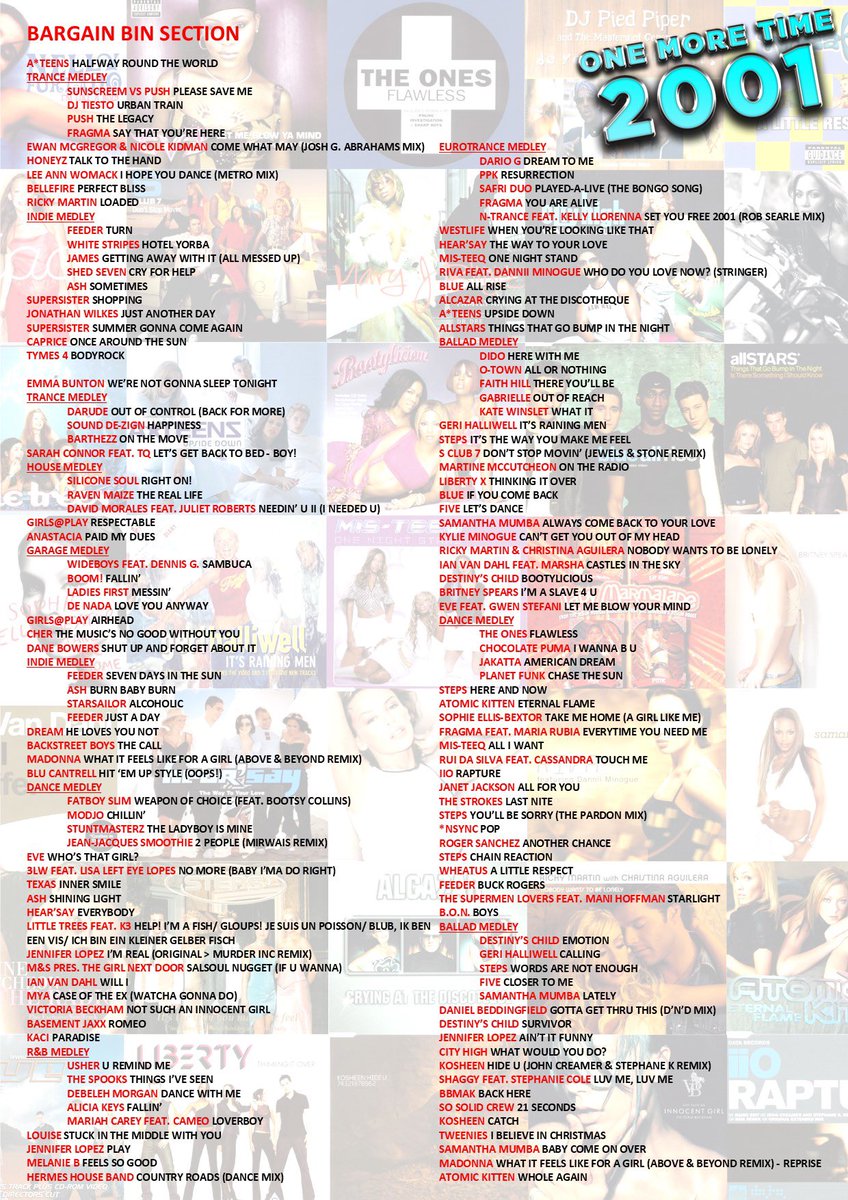 onemoretimeclub's tweet photo. An AMAZING night yesterday as we went back to 2001. Here’s the set list! 

If you thought 2001 was amazing just wait till you see what year we’ve got lined up next!
https://t.co/JTGWhV2m1f https://t.co/c6ih78OlGt