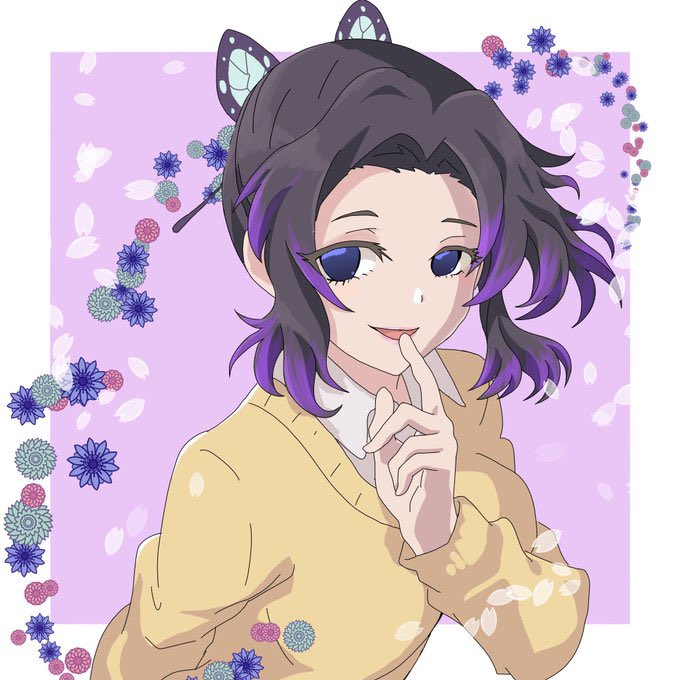 あぴすPさんがTwitterに投稿した胡蝶しのぶ(鬼滅の刃)のイラスト。