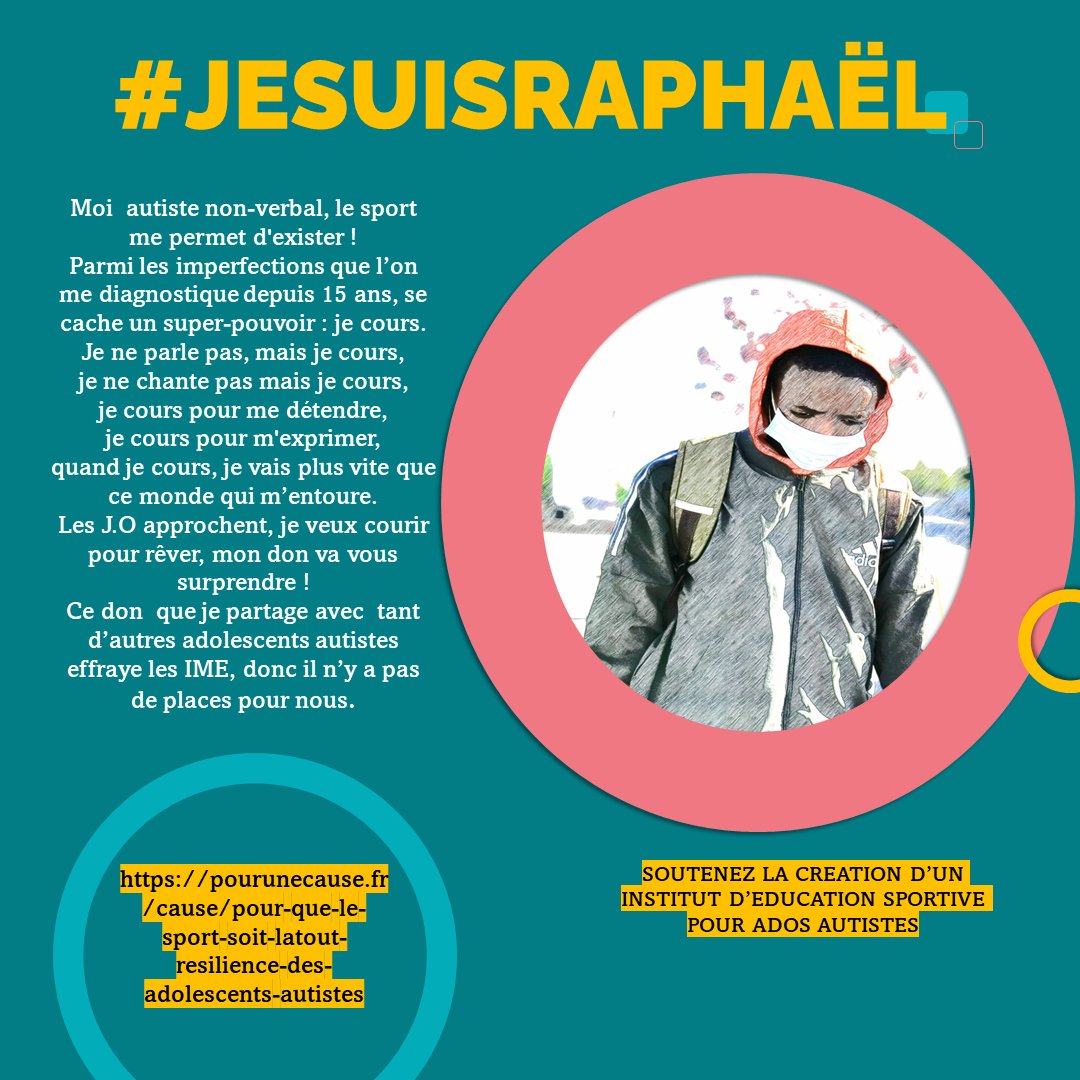 #jesuisraphaël
Offrons un espace d'expression aux talents sportifs d' ados autistes.
pourunecause.fr/cause/pour-que…
#sophieduarte, #lileabourakba #NadègeGuillard #leuxusblacksin