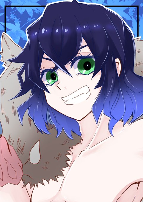 星冬しょうさんがTwitterに投稿した嘴平伊之助(鬼滅の刃)のイラスト。