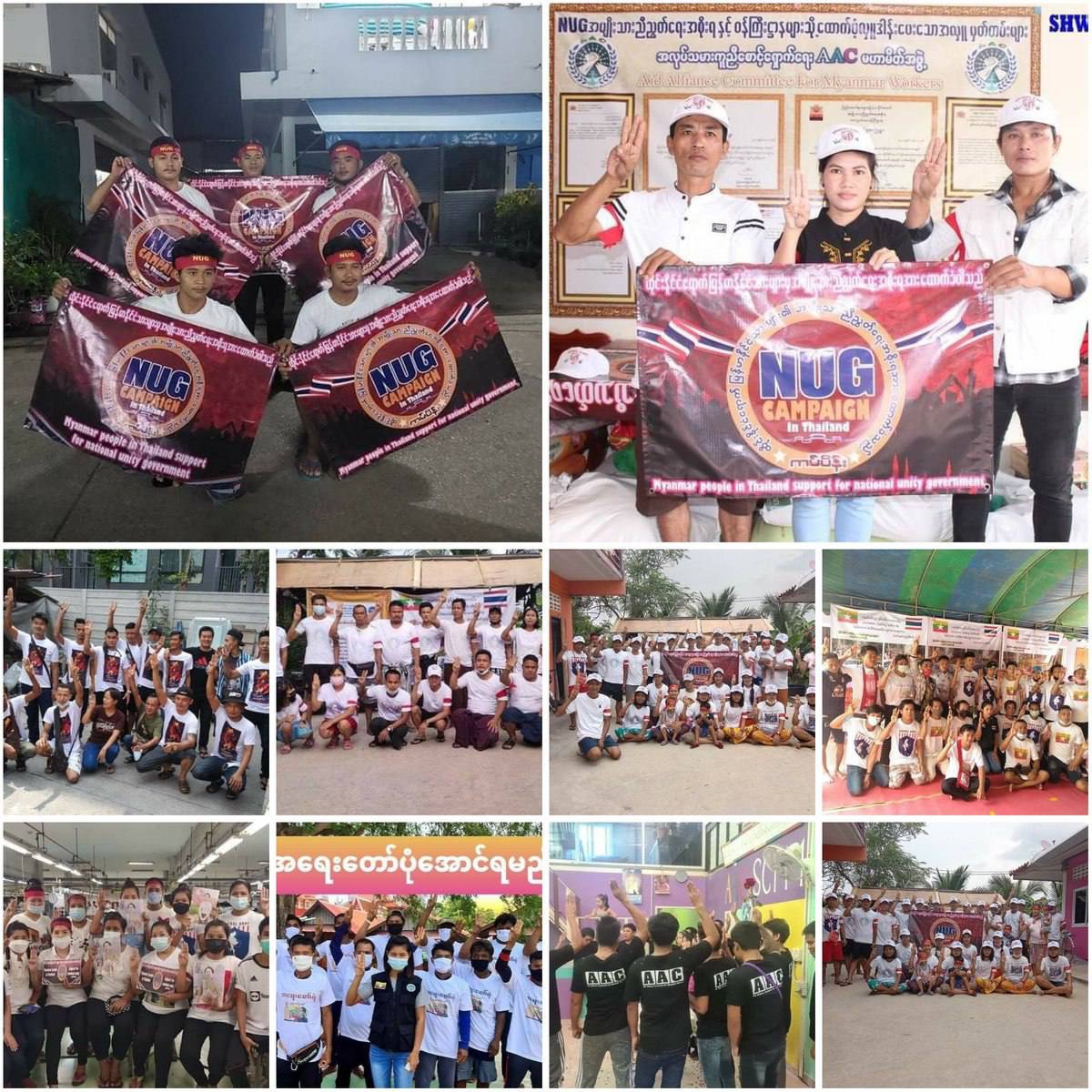 Burmese workers in Thailand have also shown support for the <a href="/NUGMyanmar/">National Unity Government Myanmar</a> in their fight against the military regime in Myanmar. #JuntaUsesArtilleryWeapons #Sep19Coup  #WhatsHappeningInMyanmar