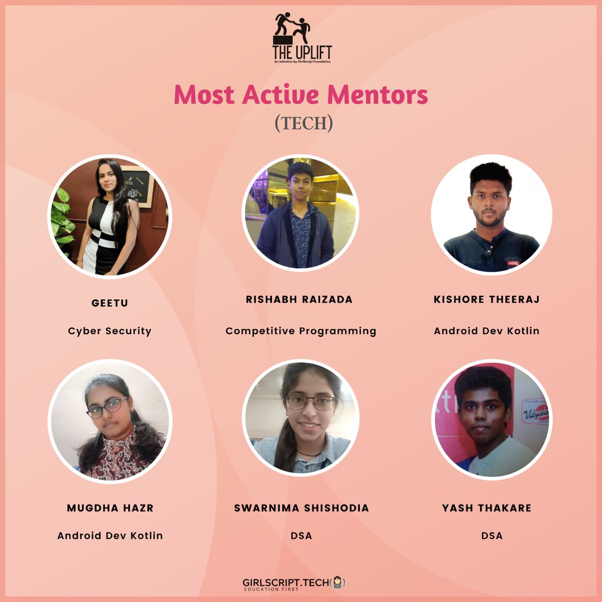uplift_project's tweet image. Presenting to you the amazing mentor who were there for  the participants throughout the program .😄

Token of appreciation and certificates will be given soon !! 🤩

#uplift #upliftproject #girlscript #educationfirst #100DaysOfUplift