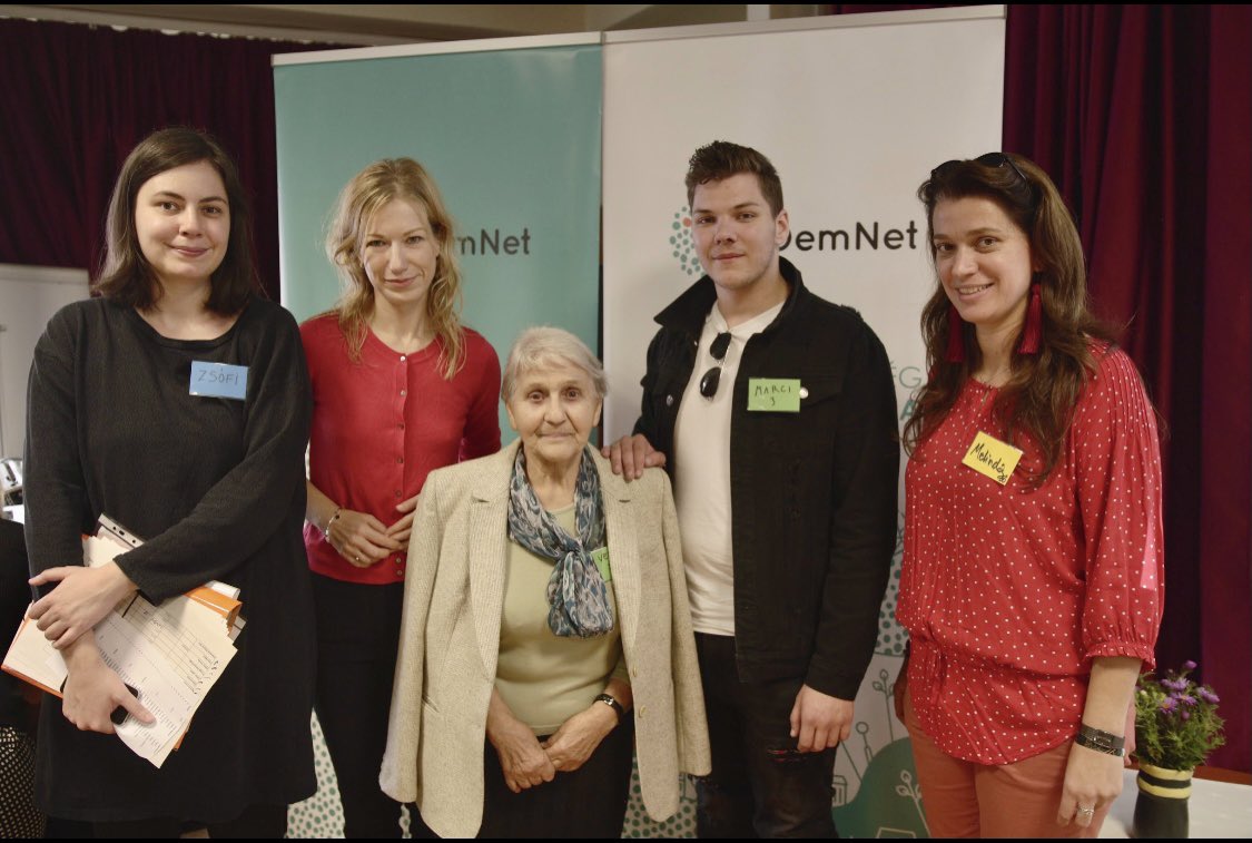 DemNetHungary's tweet image. This is what #participatorydemocracy looks like! Our team pictured with the youngest (Marci, 18) and most senior (Vera, 83) participants at the second #Hungarian #citizensassembly currently underway in #Miskolc. DemNet is thrilled to be an organizer of this event.