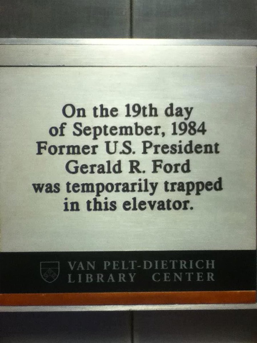 sngreeny's tweet photo. Happy Gerald Ford trapped in a VP elevator day to all who celebrate https://t.co/7wIRRXWZ8Q