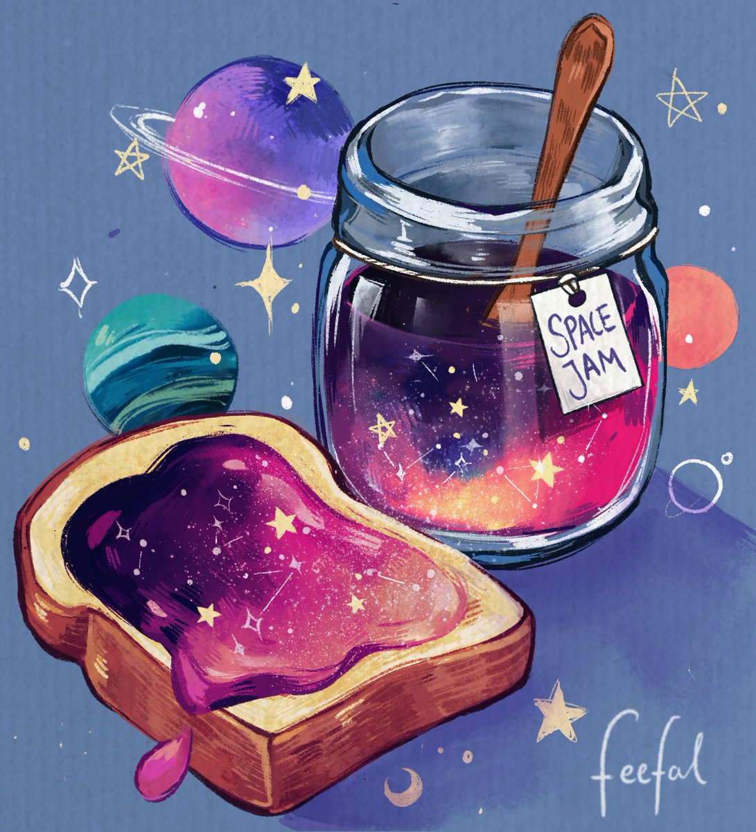 feefal_'s tweet photo. Space Jam™ but it’s literally just space flavored jam https://t.co/U54h0J4raT