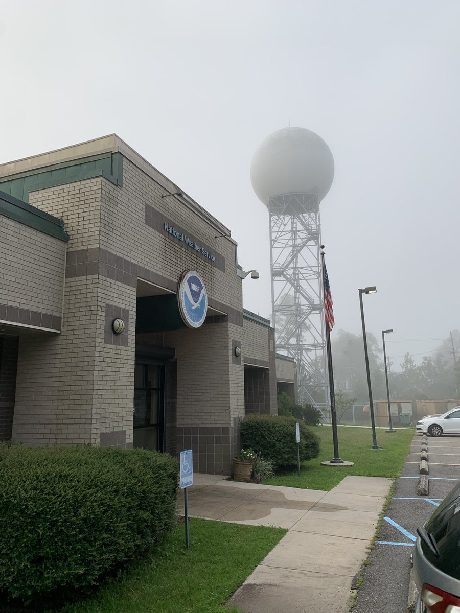 NWSNewOrleans's tweet image. Areas of fog were occurring across much of SE LA and south MS as of 7:45AM. The fog should burn off by 9AM in most areas. Here is a map of visibility indicating several locations down to 1/4 to 1/2 mile, &amp;amp; photo of the fog in Slidell looking at our building and radar. #lawx #msmx