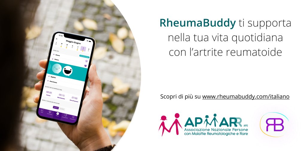 L’app <a href="/RheumaBuddy/">RheumaBuddy</a> supporta chi vive con #artritereumatoide, #AIG e altre malattie reumatologiche💜

Siamo orgogliosi di essere partner di RheumaBuddy, che aiuta ad avere più controllo sui propri sintomi e vivere una vita migliore 🎉

📱Scaricala dall’App Store o su Google Play