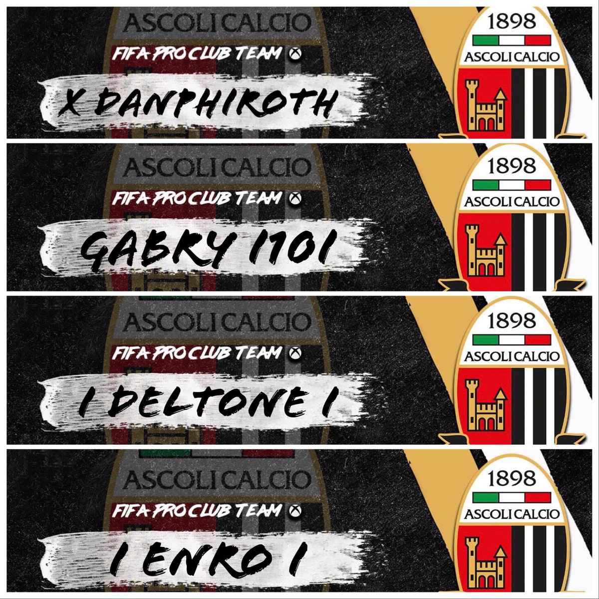 Oggi presentiamo per il team di Xbox la vecchia guardia,direttamente dai @FatalitYWizards i vecchi del gruppo 👨‍🦳gestiranno questa nuova avventura.
Diamo il benvenuto a <a href="/IDany81I/">xDanphiroth</a> <a href="/GabryI10I/">❤️💫 Gabry I10I💫🖤</a> @DeltaVeneno88 <a href="/WiZ_Enro/">Enro</a> ⚪️⚫️

<a href="/ascolicalciofc/">Ascoli Calcio 1898 FC SpA</a> <a href="/VPLItaly/">VPL Italy 🇮🇹</a> <a href="/calciomercatox1/">Calcio Mercato Proclub NEXT GEN</a> @OffSideOfficiaI