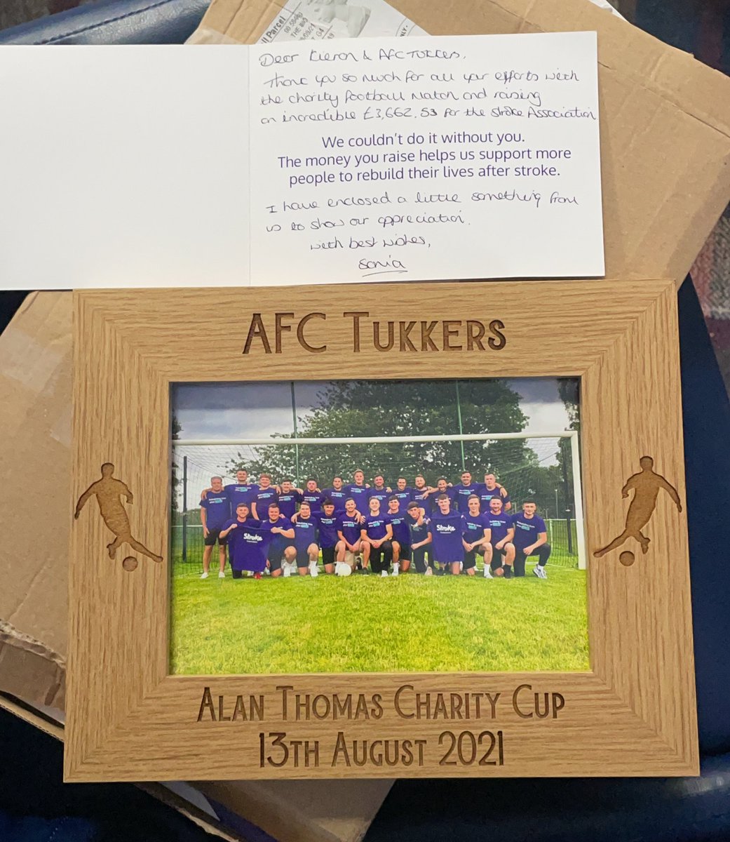 AFCTukkers's tweet photo. Just want to say a massive thank you to @StrokeSouth @TheStrokeAssoc for this amazing gift 👏🏼 https://t.co/0EWZ8qgEdm