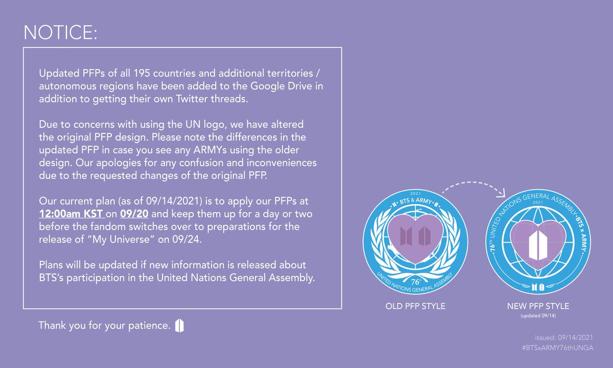 95Liners8's tweet photo. ATTENTION ARMY!! 💜💜💜
Please read and share
Preparation for the upcoming UNGA.

https://t.co/9qLYiDM0hE

💜AyaKim https://t.co/j67kSPXGXP