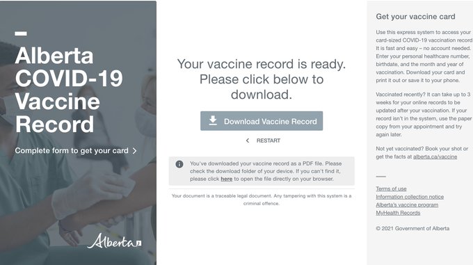 alberta covid 19 vaccine card site goes live calgary herald
