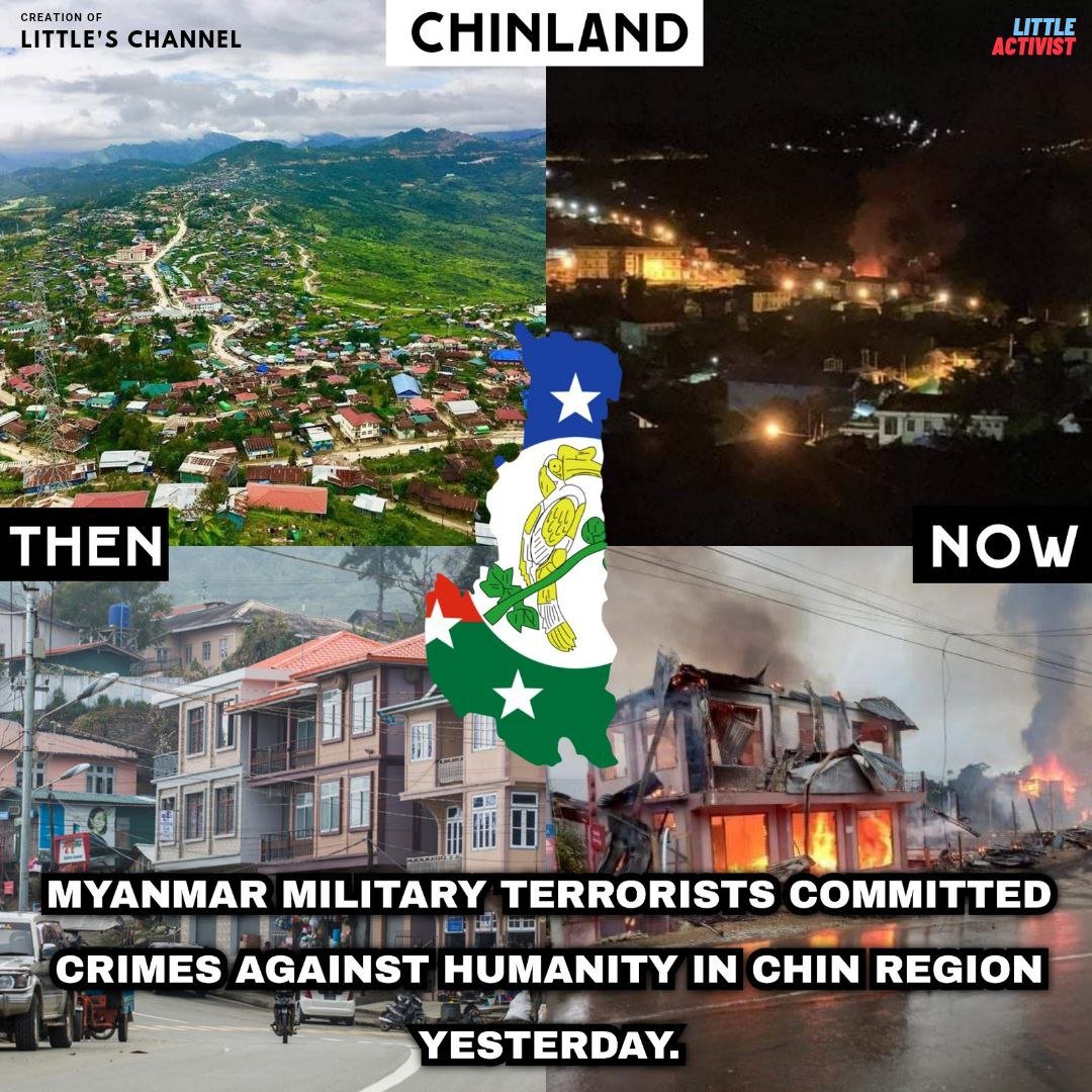 Myanmar Military Terrorists use heavy artillery shells &amp; shoot at innocent civilians' areas indiscriminately. Ppl who's living inside house were injured &amp; more than 20 houses were burnt to ashes. 

#HelpChinState
#WhatsHappeningInMyanmar