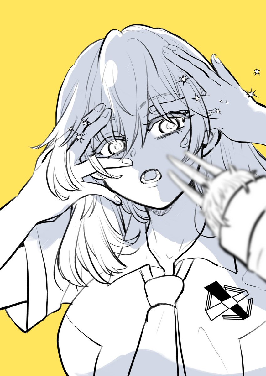 表紙絵のペン入れできたー これを厚塗り風に塗ります 見てるものが違う感を演 古河ハリのイラスト 表紙絵のペン入れできたー これを厚塗り風に塗ります 見てるものが違う感を演 古河ハリのイラスト