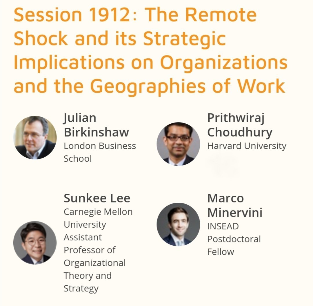 ms_minervini's tweet image. What happens to agglomeration economies if we can Work From Anywhere? What’s happening to the large corporate campus with tennis tables? Will hierarchies still flatten after the remote shock? Join our impressive panelists on Monday, September 20 @ 10:00 AM(EDT) #SMS2021