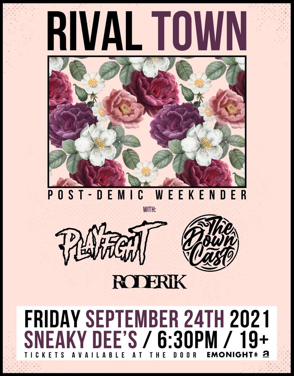 THIS FRIDAY: Don’t miss <a href="/rivaltown/">Rival Town</a> w/ The Downcast, <a href="/_Playfight/">Playfight</a>, and RODERIK! Doors at 6:30pm. Get tickets here: bit.ly/3yYzX0J