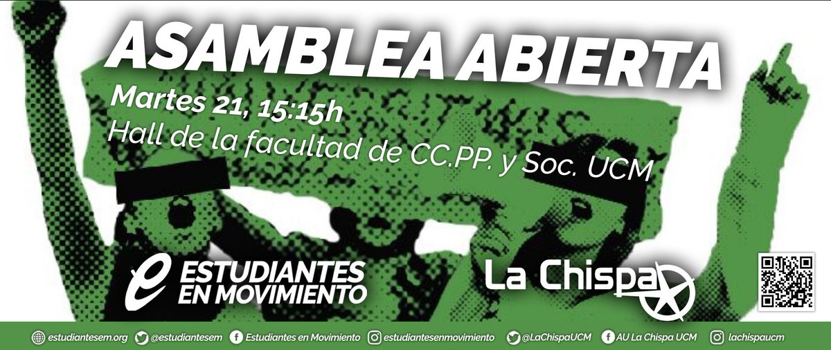 💥¡El martes nos encontrarán organizando la rabia! 🔥

Participa con nosotras en nuestra primera Asamblea Abierta del curso y lucha por una universidad que merezca la pena ser vivida y al servicio de la clase obrera.

Nuestras redes: linktr.ee/lachispaucm