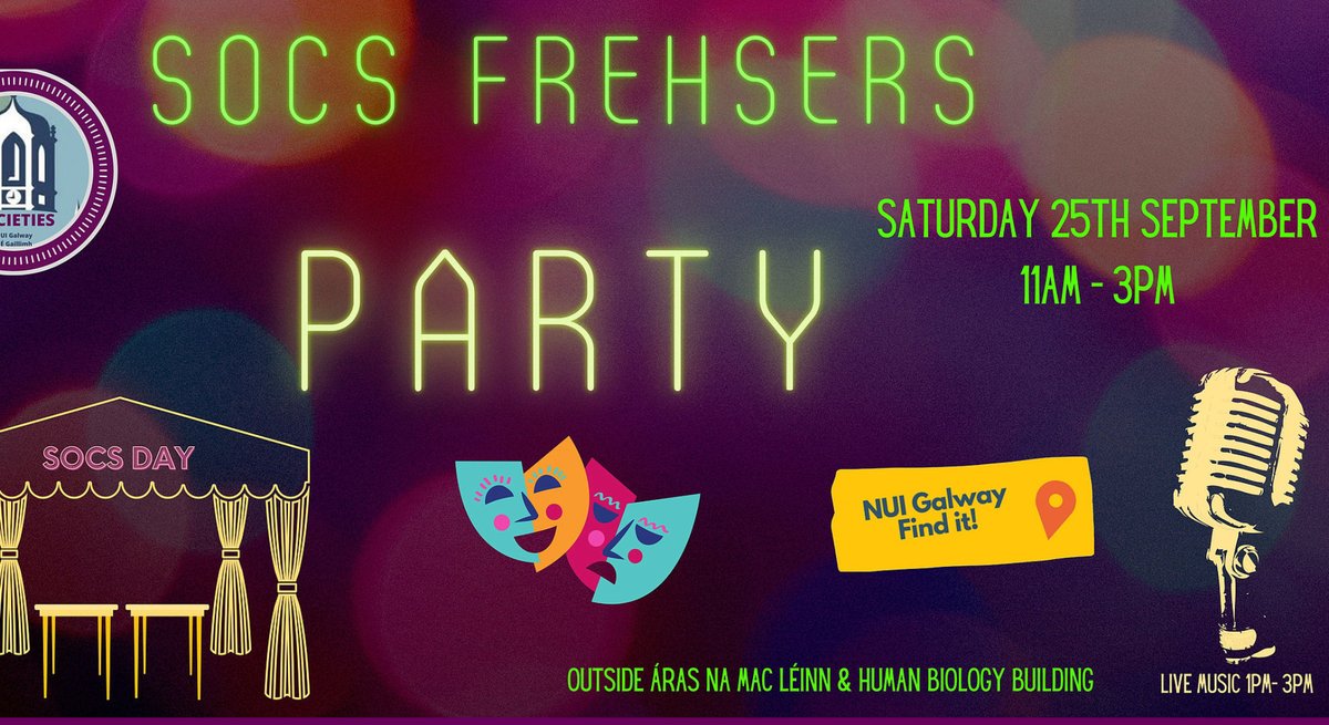 Come me us on Freshers Week!
- Virtually 23rd from 7pm - 8pm followed by an Escape room 8pm - 9.30pm (link send out later)
- in Person on Saturday 25th 11am - 3pm beside the human biology building, near the student bar, Sult
#enactus #cao #nuig #socs #freshersweek
