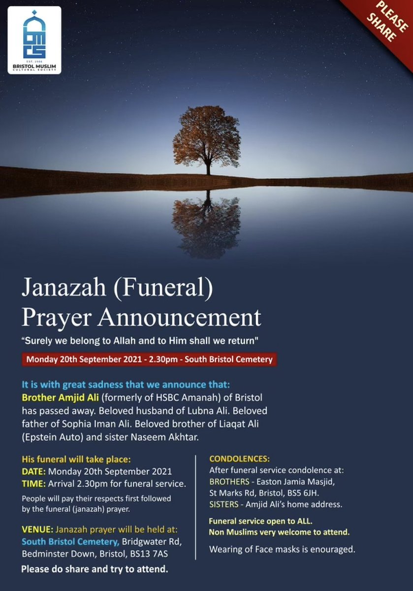 إِنَّا لِلَّٰهِ وَإِنَّا إِلَيْهِ رَاجِعُونَ

We just wanted to let everyone know about the passing of one of the kindest, most resilient and caring people we have all been blessed to know. My father passed away on the 17th of September. We welcome you to join us. Sophia