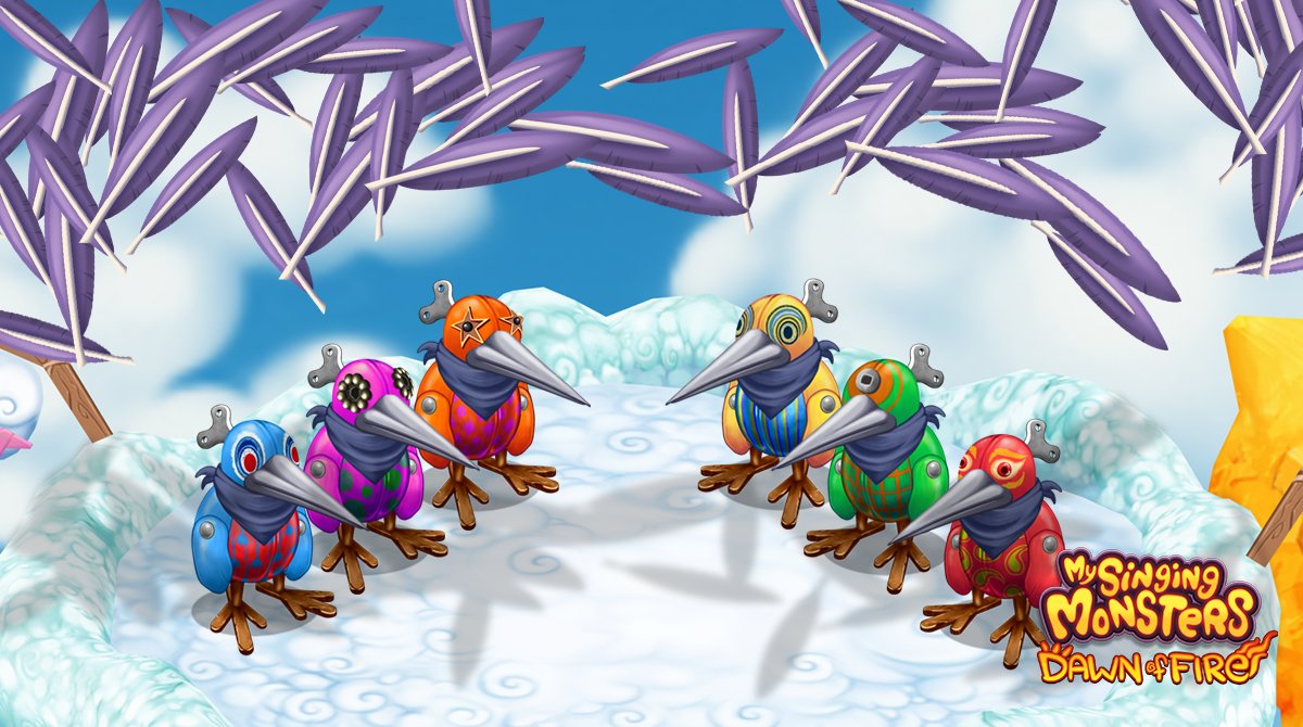 There's been some unusual behavior on Cloud Island. Feather-filled skies  and click-clacking winds... Seems to be a polychromatic storm! What else  could it be?  Surprise! It's your newest Prismatic pal, Pango!
