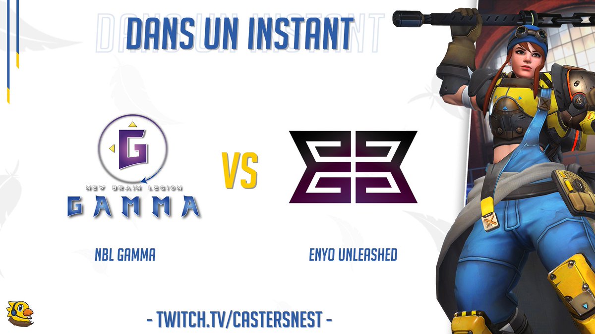 [#Overwatch <a href="/NewBrainProduc1/">NewBrainLegion</a> Cup]

On se retrouve ce soir pour un match de la Brain Cup ! Match qui opposera <a href="/EnyoEsport/">Enyo Esport</a> à <a href="/NBLGaming/">NBLGaming.com</a>

🎙️ <a href="/RaptorJaune/">RaptorJaune🦖</a> et <a href="/Azoke_/">Azoke🔻</a>

🎚️📹 <a href="/toonyflo/">Toonyflo</a>

➡️ Twitch.tv/castersnest ⬅️