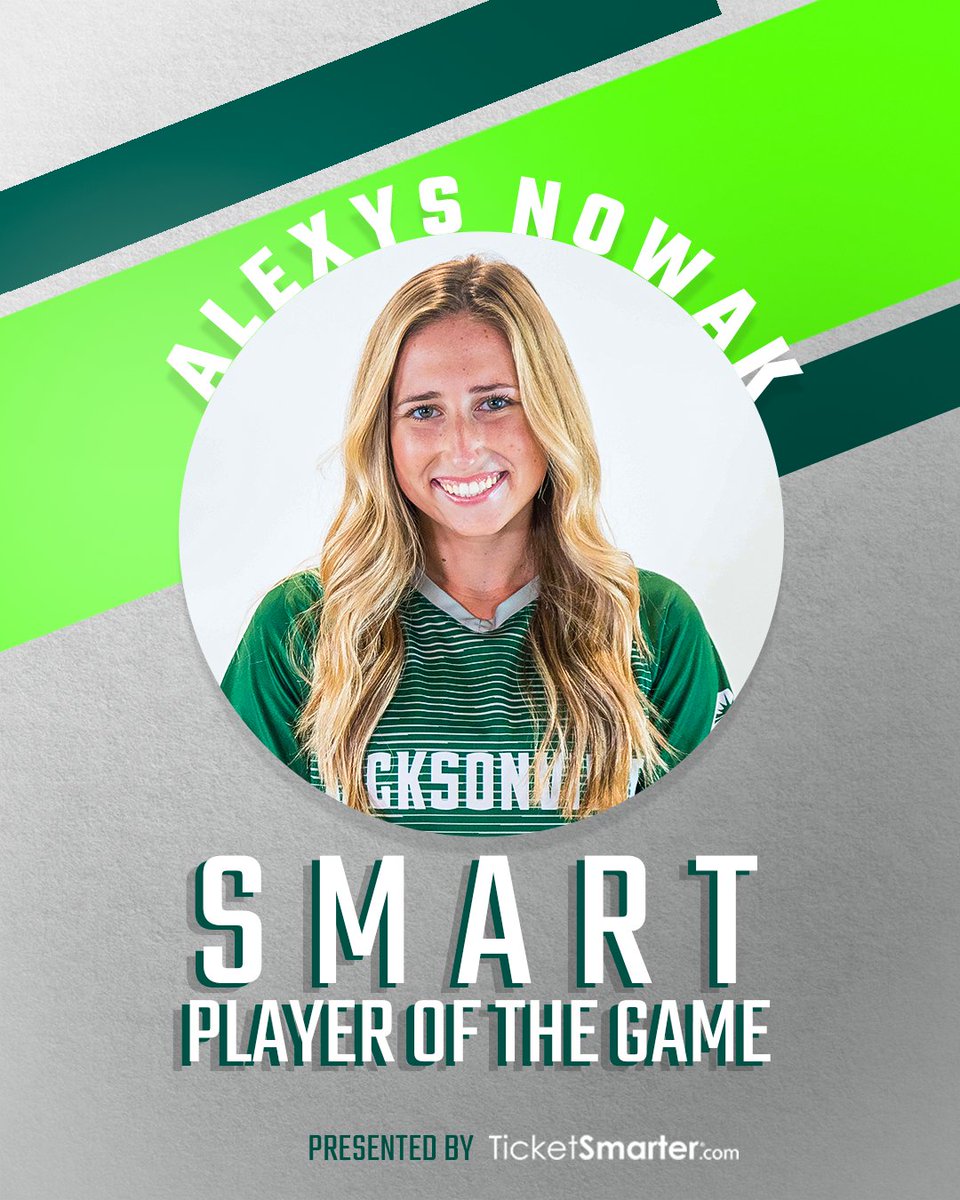 Today's Smart Player of The Game is Alexys Nowak! 

Nowak became the hero for the Dolphins after scoring a last second shot in the second half to force overtime😤

P.S. This was her first goal of the season! 

Pres. by <a href="/TicketSmarter/">TicketSmarter</a> 

#JUPhinsUp