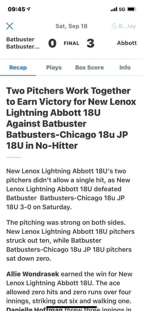 CoacHoffman's tweet photo. @DaniHoffman2022 @NLL18UGold @alliewondrasek and @DaniHoffman2022 throw combined No-No in Crown Point at The King of the Hill Championship Vs Batbusters JP #LetsPlay4U https://t.co/AwNGJuPFVp