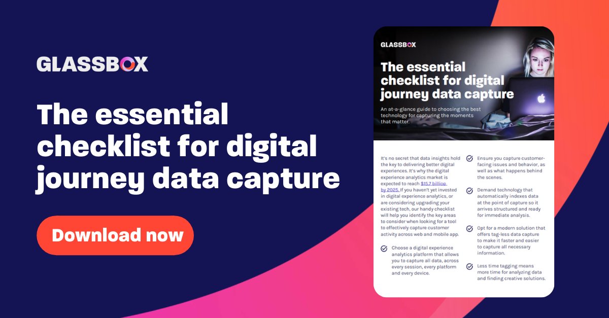 GlassboxDigital's tweet image. What should you look for when choosing #digitalexperience analytics technology for visualizing the moments that matter on #digitaljourneys? 🤔

Check out our complete checklist for digital data visualization: ow.ly/PQ6k50Gc8SJ