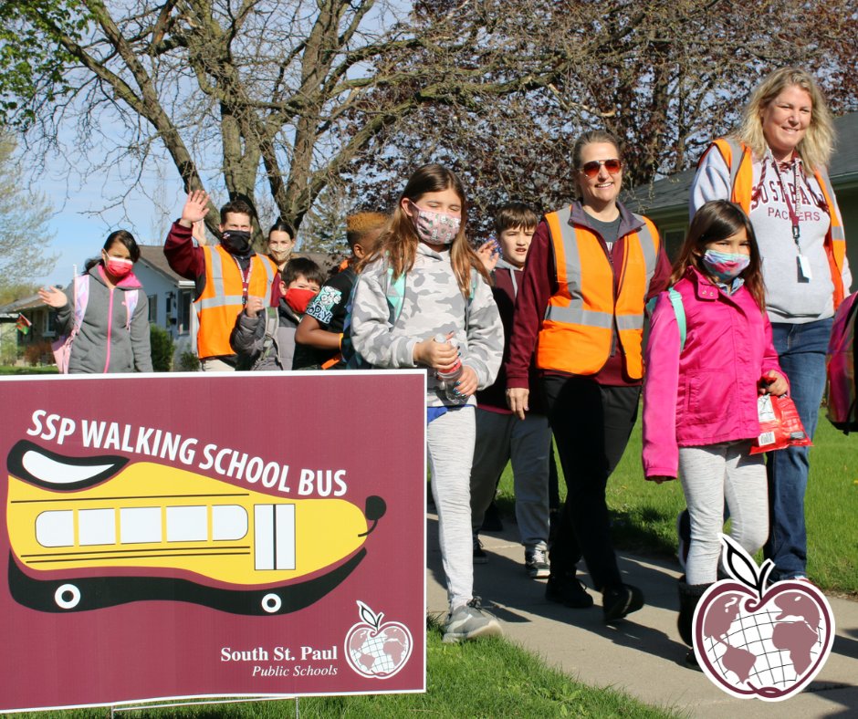SSPPS6's tweet photo. In support of Minnesota's Climate Week, Kaposia is excited to have the Walking School Bus (WSB) provide students with an opportunity to walk safely to school! https://t.co/h6JV8bTvuZ #SSPPride #SSPCares #SSPLearns #ClimateWeekMN #SafeRoutestoSchool @MinnesotaSafeRoutestoSchool https://t.co/XTmLz3oyjt