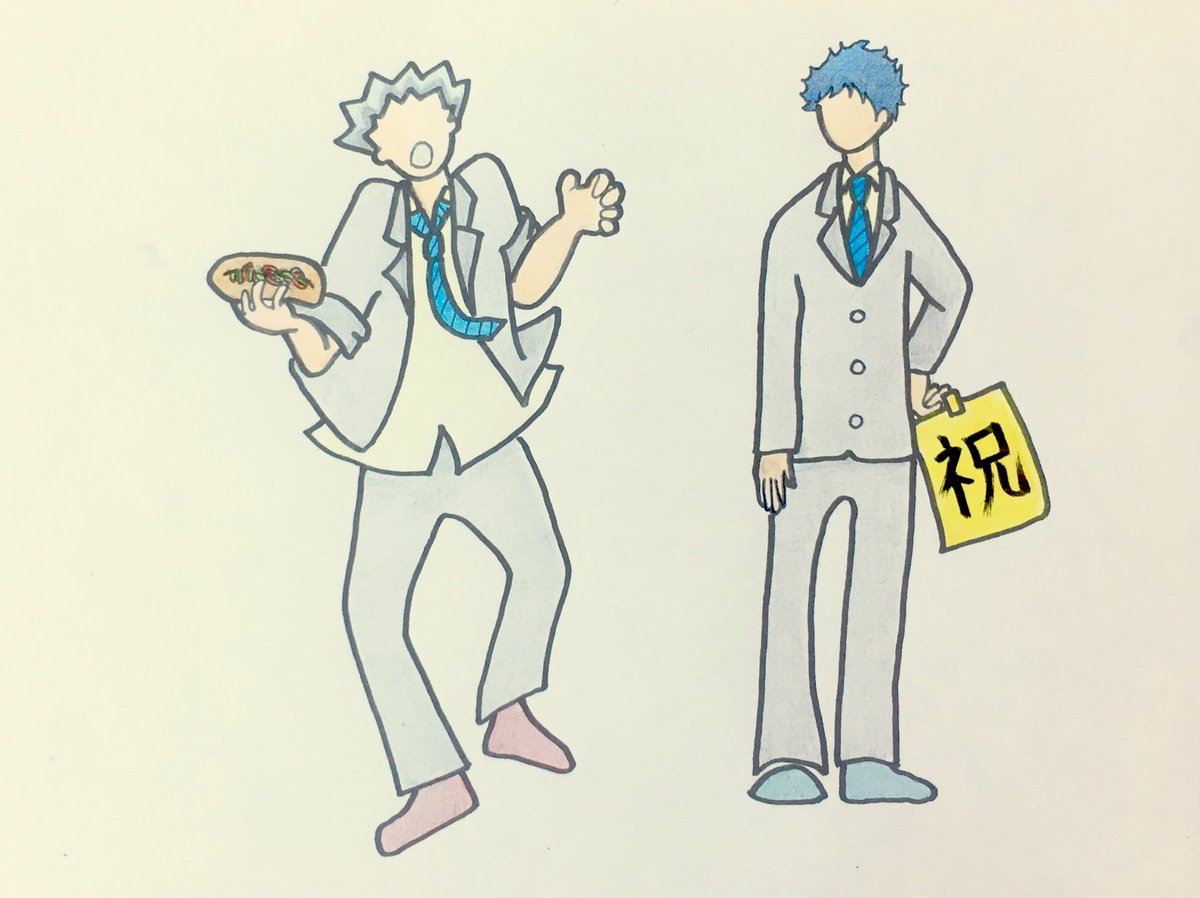 multiple boys 2boys necktie blue hair male focus faceless holding  illustration images