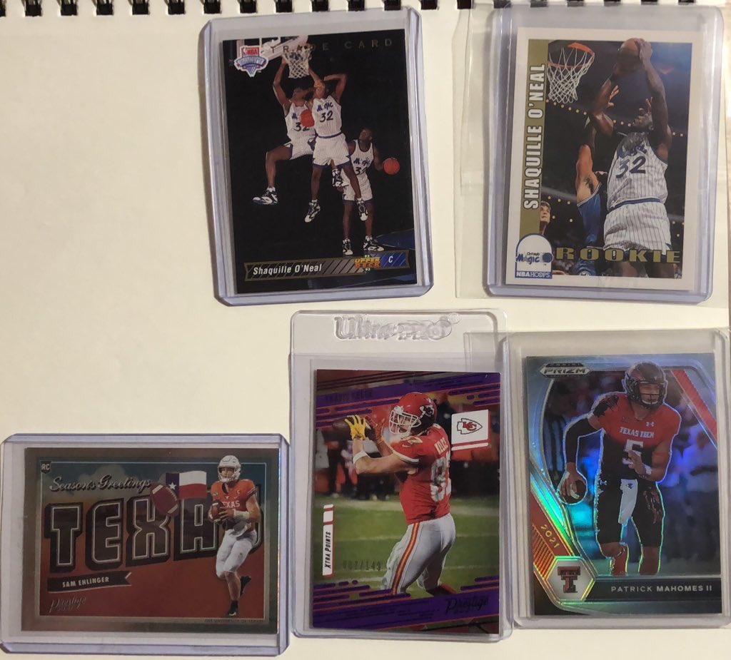 DubbysCards's tweet photo. Game day trading! McKitty is /25, Asante is an Sp, Kareem and Mooney are/99, Kelce is /149. Looking to pickup a Fields Rated Rookie or silver Ja,Marr Chase. Larry Rountree as well! @sports_sell @Hobby_Connect https://t.co/alqLcPHPB1