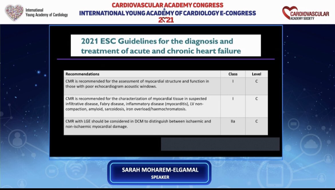 ‘Heart Failure ‘ session with great speakers . When we should perform CARDIAD MRI in HEART FAILURE patient? @Sarah_Moharem is talking about this topic. @hatemsoliman @KemalogluOz @drmilicaa @iamritu @dr_maghraby @drmilicaa @yasminrust