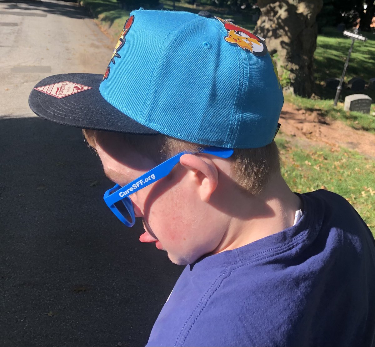 Jonah sporting his new #Meowth #SnapBack tags and all. Can't wait to play, #PokemonGOcommunityDay. Hunting for #ShinyOshawott #Oshawott #CUREmps3 #CUREmpsIII