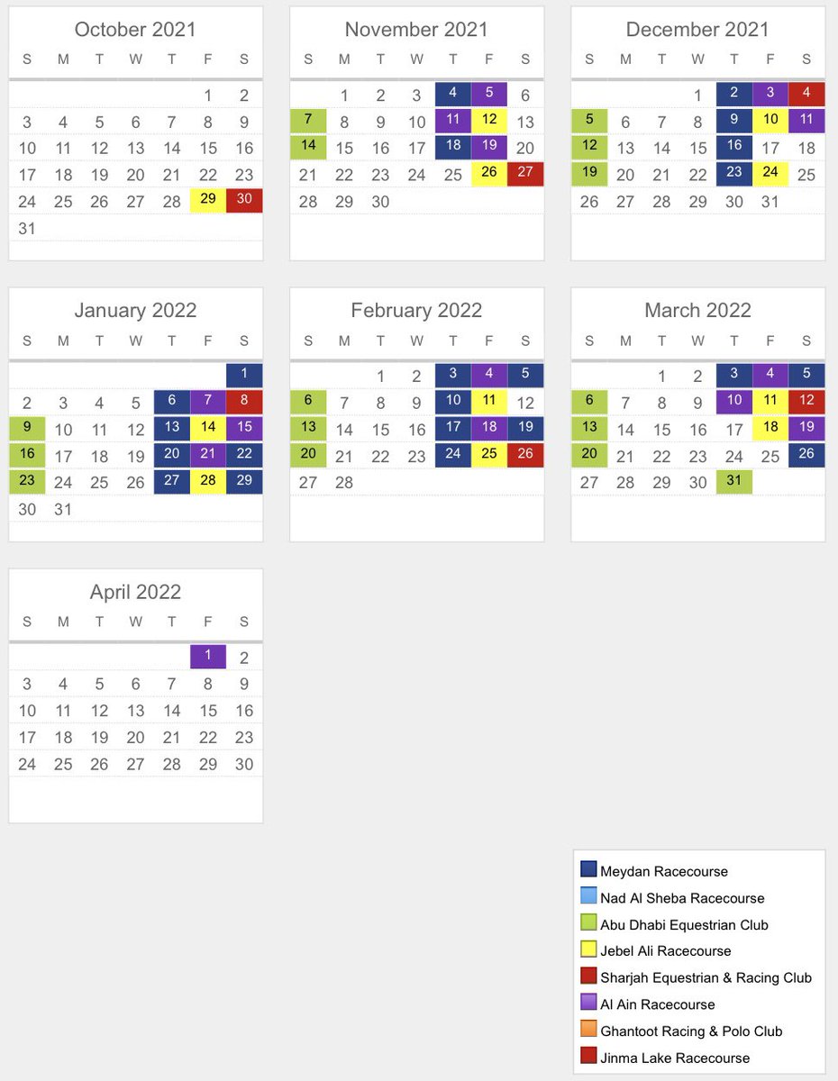 Jebel Ali Racecourse (@jebelalirc) on Twitter photo Racing Calendar 21/2022 Racing Calendar 21/2022