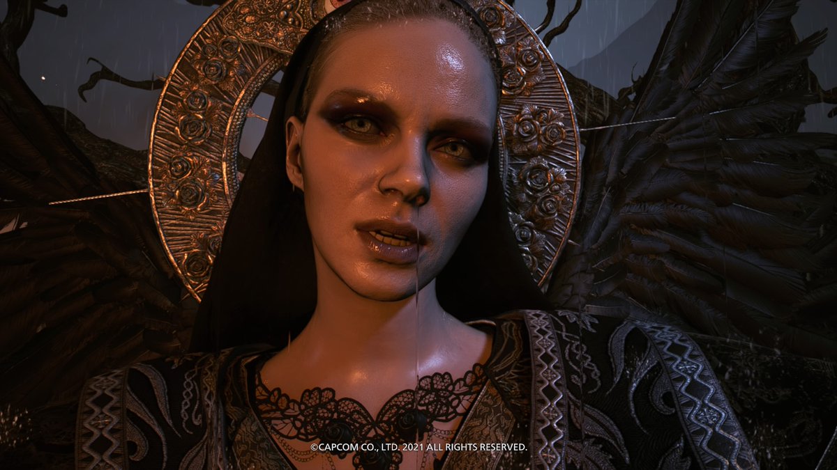 haidan_ef's tweet photo. Hear me out! The more I play #ResidentEvilVillage, the more I appreciate #MotherMiranda.

I know some of you really hate her and her heinous agenda but you can't deny her character design. 

Maybe I'm a sucker for black and gold color idk lol

Please don't attack me, folks 😅 https://t.co/1x43OunRxK