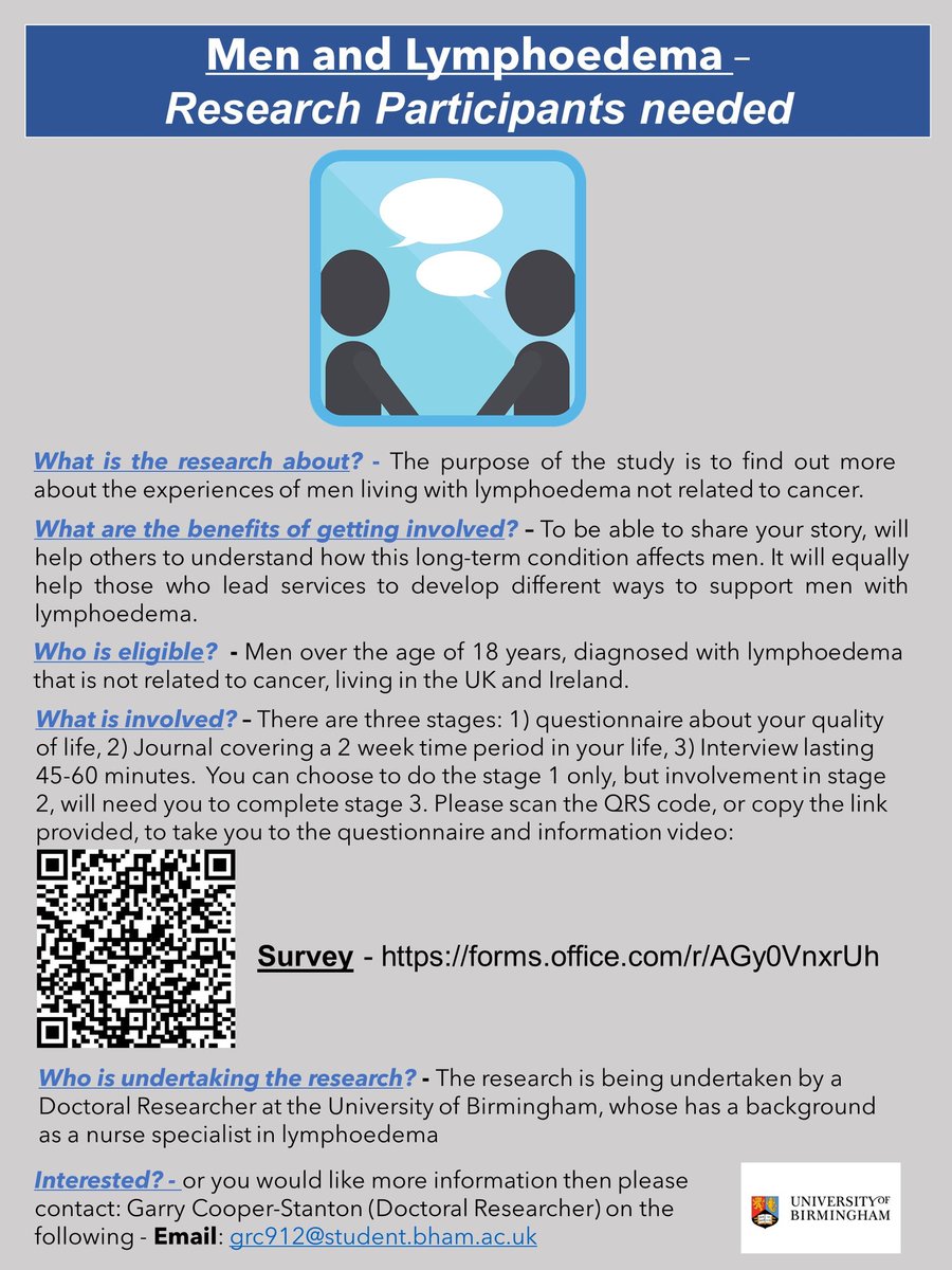 BPS Education SIG (@bpspainedusig) on Twitter photo Please share with your networks - men with lymphoedema is an under researched area <a href="/Nurse_Everafter/">Dr Garry Cooper</a> Please share with your networks - men with lymphoedema is an under researched area <a href="/Nurse_Everafter/">Dr Garry Cooper</a>