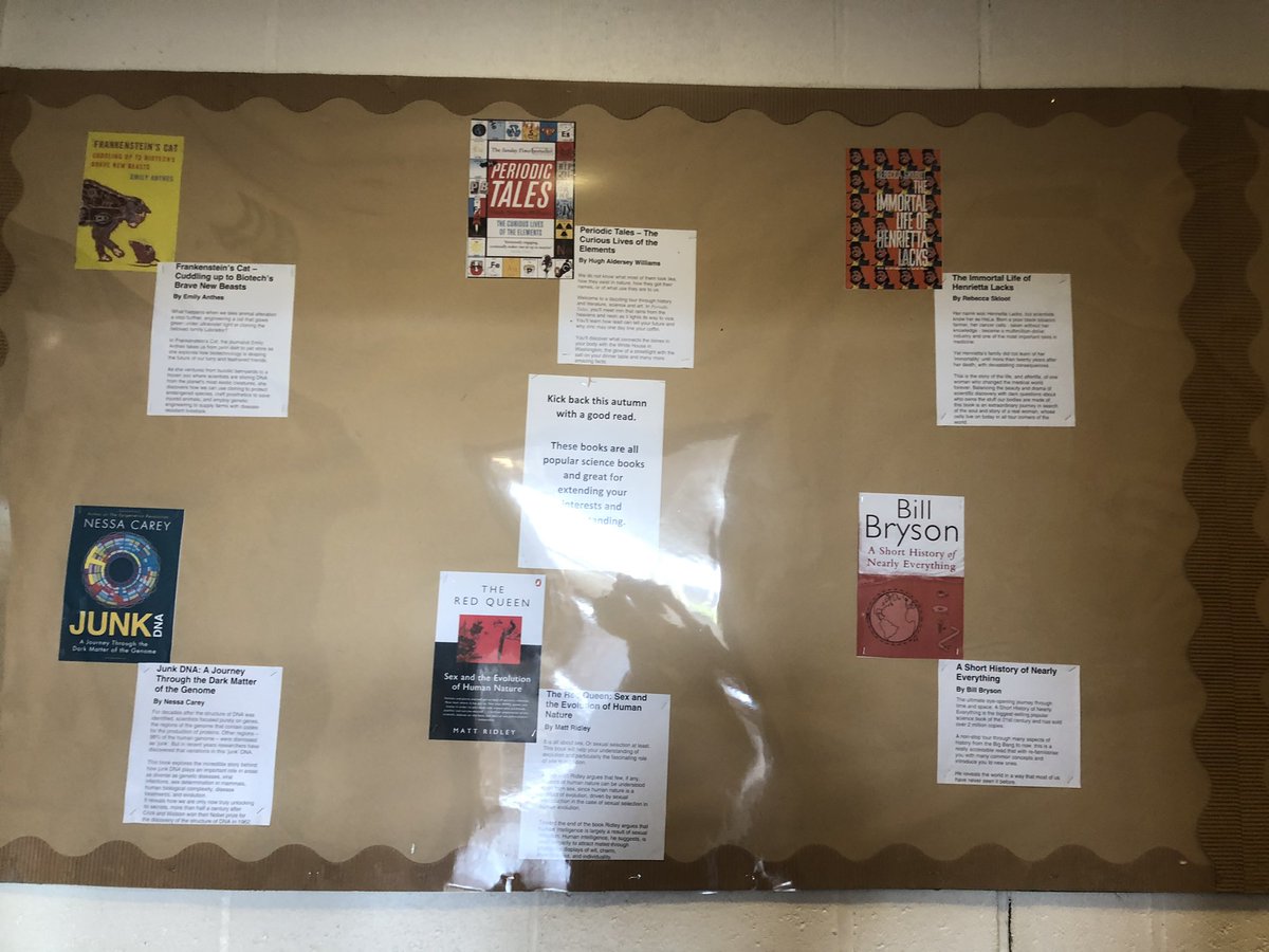 We’re promoting reading in Science this term with a periodic table of books and some guidance on ‘good science based reads’