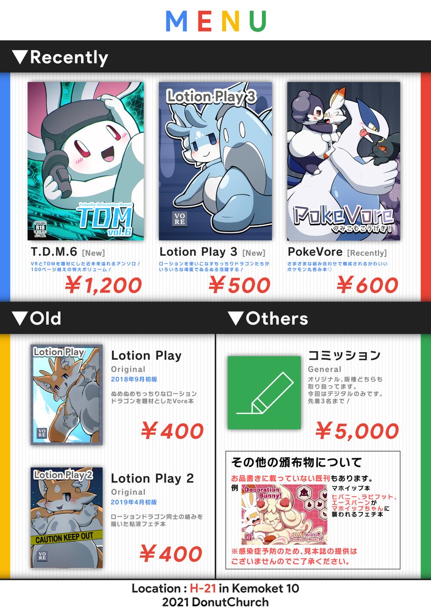 翌日のけもケット10のお品書きです!
当日はどうぞよろしくお願いします🍰 